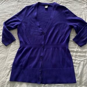 Ann Taylor M purple cardigan 3/4 sleeve